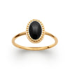 Bague cabochon ovale agate noire serti perlé