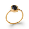 Bague cabochon ovale agate noire serti perlé