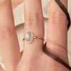 Bague cabochon ovale labradorite serti perlé