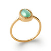 Bague cabochon ovale aventurine serti perlé