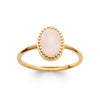 Bague cabochon ovale quartz rose serti perlé