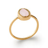 Bague cabochon ovale quartz rose serti perlé