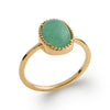 Bague cabochon ovale aventurine serti perlé GM