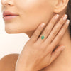 Bague cabochon ovale aventurine serti perlé GM