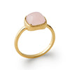Bague cabochon carré quartz rose serti perlé