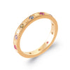 Bague alliance Byzantine fil carré, pierres multicolores serties sur plaqué or 750 millièmes. Vue de 3/4