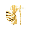 Boucles d'oreille Alexis, puces X effet tissus drapé. Acier pvd doré. Présentées de face et de profil.