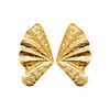 Boucles d'oreille Claudia, motif XL effet drapé et texturé en acier pvd doré.