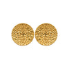 Boucles d'oreille Farah, disques 38mm martelés. En acier pvd doré. 
