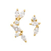 Puces d'oreille asymétriques Cassiopée, oxyde de zirconium serti griffes sur plaqué or 750 millièmes. 