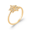 Bague StarLight motif Fleur de Noël pavé d'oxyde de zirconium, sur corps fil rond. Plaqué or 750 millièmes.