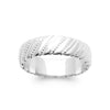 Bague Twist, alliance fil plat rayée de fil perlé en argent 925 millièmes rhodié. Vue de dessus.