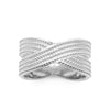 Bague fils croisés Guinguette en argent, surface perlée. Vue de dessus