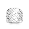Bague ruban Flora XL motifs ajourés en argent 925 millièmes rhodié. Vue de dessus