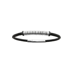 Bracelet homme cuir et acier inoxydable