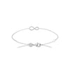 Bracelet Infinity, motif infini demi serti d'oxydes de zirconium fixé sur chaîne forçat diamantée. En argent 925 millièmes rhodié.