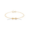 Bracelet Infinity, motif infini demi pavé d'oxydes de zirconium fixé sur chaîne forçat diamantée. En plaqué or 750 millièmes.