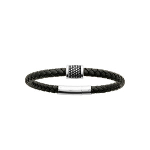 Bracelet homme cuir et acier inoxyable