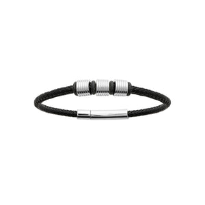 Bracelet homme cuir et acier inoxydable