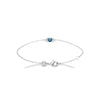 Bracelet Queen bleu, pendentif pierre bleue et oxydes de zirconium sur chaîne forçat diamantée. En argent 925 millièmes. 