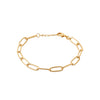 Bracelet composé de mailles ovales lisses alternées avec mailles ovales torsadées. En plaqué or 750 millièmes.