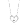 Collier Amore Cœur serti et pampille cœur. Oxydes de zirconium sur argent 925 millièmes rhodié.
