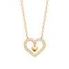 Collier Amore Cœur serti et pampille cœur. Oxydes de zirconium sur plaqué or 750 millièmes.