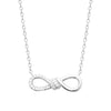 Collier Infinity Twist, motif infini torsadé, serti d'oxydes de zirconium, monté sur chaîne forçat diamantée. Argent 925 millièmes rhodié.