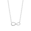 Collier Infinity, motif infini demi serti d'oxydes de zirconium fixé sur chaîne forçat diamantée. En argent 925 millièmes rhodié.