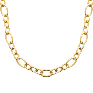 Collier mailles ovales alternées en acier PVD doré, L'Audacieuse by CityLights