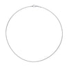 Collier maille oméga de diamètre 1mm, longueur 42cm. En argent 925 millièmes rhodié.