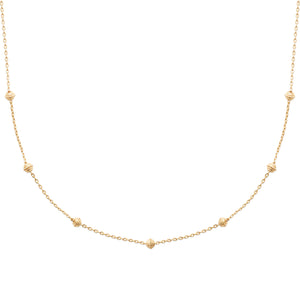 Collier Palm boules perlées sur chaîne forçat diamantée plaqué or 750 millièmes. 45cm