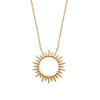 Collier ras de cou Full SunSet, motif soleil finition perlée sur chaîne forçat diamantée. Plaqué or 750 millièmes.