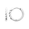 Créoles rondes 14mm fil torsadé argent, vue face et profil