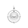 Médaille Polaris, motif étoile du nord sur fond diamanté, entouré de deux cercles en fil torsadé. Argent 925 millièmes rhodié.