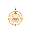 Médaille Polaris, motif étoile du nord sur fond diamanté, entouré de deux cercles en fil torsadé. Plaqué or 750millièmes.