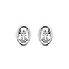 Boucles d'oreille mini, oxyde de zirconium ovale serti clos, montées sur tige. En argent 925 millièmes rhodié.