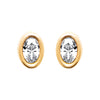 Boucles d'oreille mini, oxyde de zirconium ovale serti clos, montées sur tige. En plaqué or 750 millièmes.