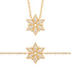 Parure collier ras de cou et bracelet  StarLight, motif Etoile de Noël pavé d'oxydes de zirconium et monté sur chaîne forçat diamantée. Plaqué or jaune 750 millièmes.
