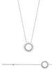 Parure SunSet, motif soleil finition perlée décliné en ras de cou et bracelet sur chaîne forçat diamantée. Argent 925 millièmes rhodié.