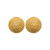 Boucles d'oreille puces, bouton texturé effet tweed. En acier pvd doré. 