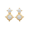 Puces d'oreille Duet motif duo, oxyde de zirconium serti sur plaqué or.